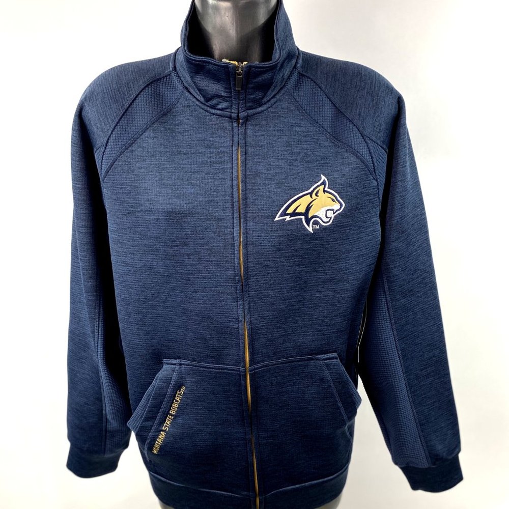 MONTANA STATE BOBCATS NCAA THICK POLYESTER FULL ZIP JACKET BLUE